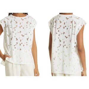 Ted Baker Womens 0‎ White Floral Ericah Burnout Semisheer Top